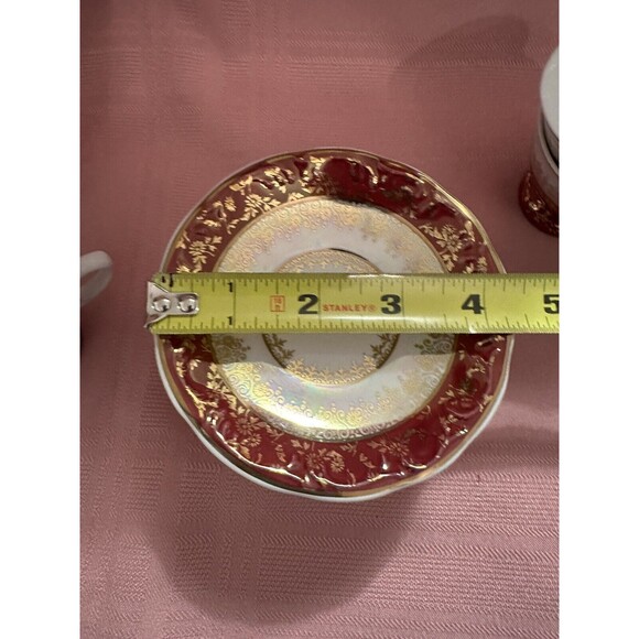VNTG Set of 6 Porcelana SCHMIDT Brasil Espresso Cups -Multicolor Burgundy Gold - Picture 11 of 12